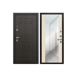 Входная металлическая дверь Лекс 8 Сенатор Стиль с зеркалом Дуб белёный (панель №45)